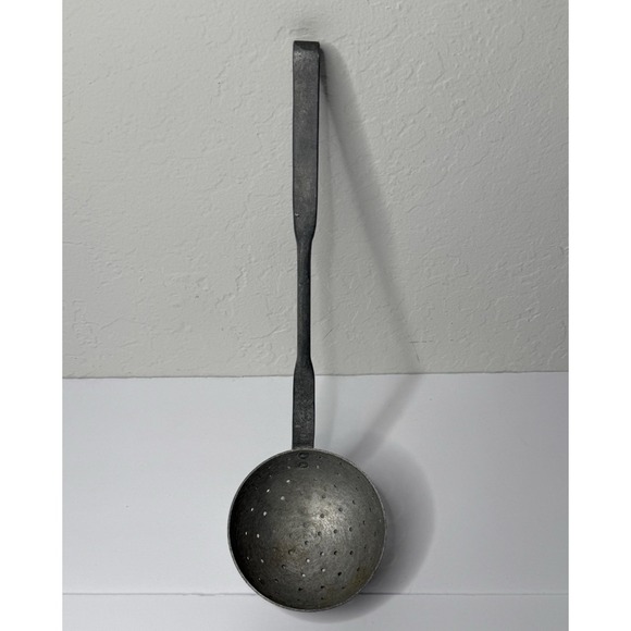 Antique Other - Aluminum Ladle Farmhouse Pierced Kitchen Cooking Strainer Germany Chef Antique